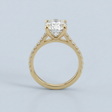 Oval cut Diamond Cathedral Ring