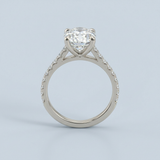 Oval cut Diamond Cathedral Ring
