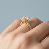 Oval cut Diamond Cathedral Ring