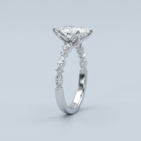 Side view of the white gold engagement ring