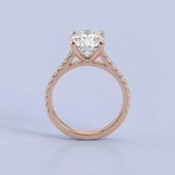 Oval cut Diamond Cathedral Ring