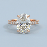Oval cut Diamond Cathedral Ring