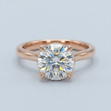 Cathedral Hidden Halo Round Cut Diamond Ring