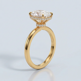 Exquisite Oval Cut Diamond Solitaire with Hidden Halo