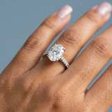 Oval cut Diamond Cathedral Ring