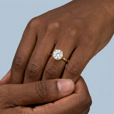 Cathedral Hidden Halo Round Cut Diamond Ring