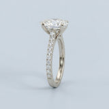 Oval cut Diamond Cathedral Ring
