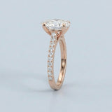 Oval cut Diamond Cathedral Ring