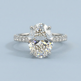 Oval cut Diamond Cathedral Ring