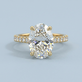Oval cut Diamond Cathedral Ring