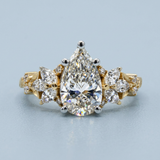 Floral Elegance: Pear Brilliant Cut Lab-Grown Diamond Ring