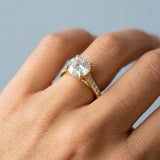 Cathedral Hidden Halo Round Cut Diamond, French Cut Pavé sides