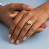 Cathedral Hidden Halo Round Cut Diamond, French Cut Pavé sides