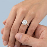 Cathedral Hidden Halo Round Cut Diamond, French Cut Pavé sides