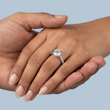 Cathedral Hidden Halo Round Cut Diamond, French Cut Pavé sides