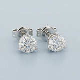 14K Gold, 3+ Carat Elegance: DEF VS1 Studs. 3-prong