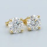 14K Gold, 3+ Carat Elegance: DEF VS1 Studs