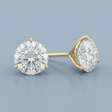 14K Gold, 3+ Carat Elegance: DEF VS1 Studs. 3-prong
