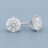 14K Gold, 3+ Carat Elegance: DEF VS1 Studs. 3-prong