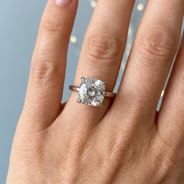 Hand model shot of the white gold engagement ring