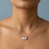 East-West Radiant Cut Lab Grown Diamond Bezel Pendant