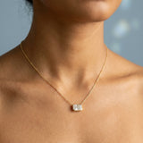 East-West Radiant Cut Lab Grown Diamond Bezel Pendant