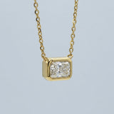 East-West Radiant Cut Lab Grown Diamond Bezel Pendant
