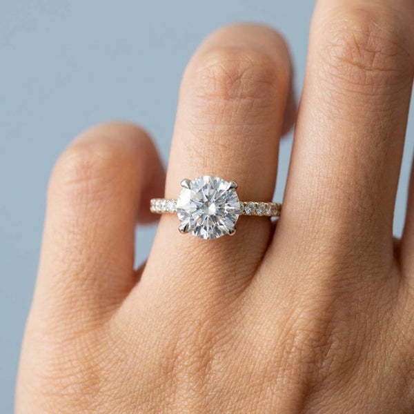 Hand model shot of the white gold engagement ring