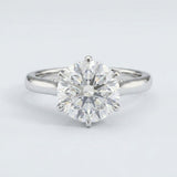 5ct Round Brilliant Diamond Petal Cathedral Ring in 14K White Gold
