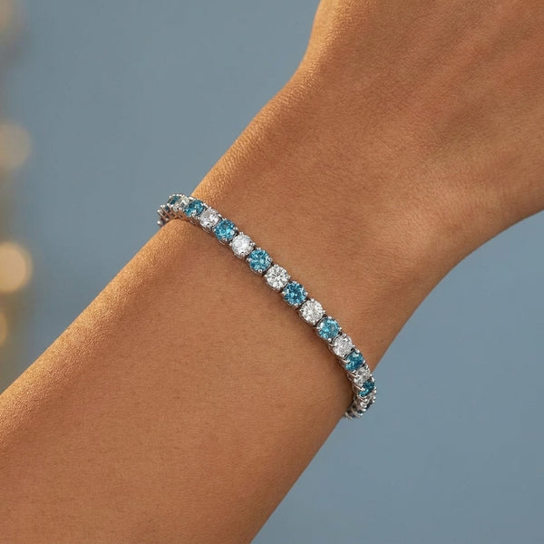 Model shot of the white gold bracelet