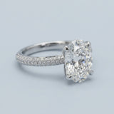 Oval Three-Row Pavé Engagement Ring Setting