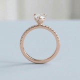 Pear Hidden-Halo Side-Diamond Ring Setting. 3-prong