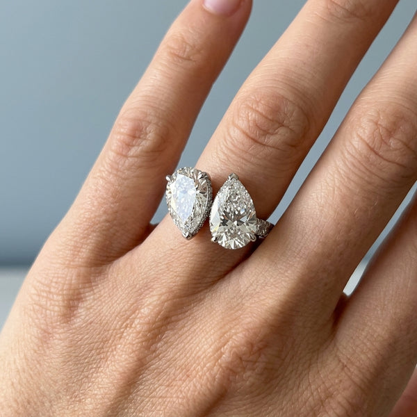 Hand model shot of the white gold engagement ring