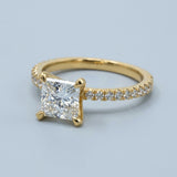 Princess Four-Prong Pavé Engagement Ring Setting