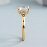 Emerald Diamond-Prong Hidden-Halo Ring Setting