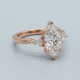 Marquise and Shield Three-Stone Ring Setting