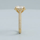 Oval Cathedral Halo Three-Row Pavé Ring Setting