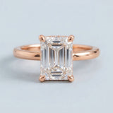 Emerald Diamond-Prong Hidden-Halo Ring Setting