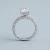 Radiant Three-Row Pavé Engagement Ring Setting