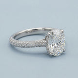 Oval Cathedral Halo Three-Row Pavé Ring Setting