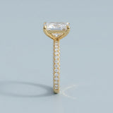 Radiant Three-Row Pavé Engagement Ring Setting