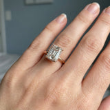 Emerald Diamond-Prong Hidden-Halo Ring Setting