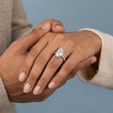 Two-Tone Oval Side-Edge Halo Diamond Ring