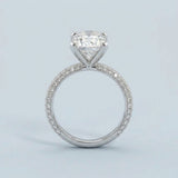 Oval Three-Row Pavé Engagement Ring Setting