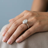 Two-Tone Oval Side-Edge Halo Diamond Ring