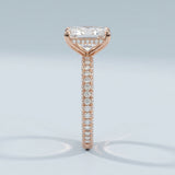Radiant Three-Row Pavé Engagement Ring Setting
