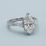 Marquise and Shield Three-Stone Ring Setting