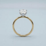 Pear Petite-Basket Hidden-Halo Ring Setting. Three prong. Two-tone