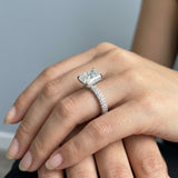 Radiant Three-Row Pavé Engagement Ring Setting