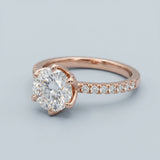 Round Petal Pavé Lab-Grown Diamond Ring — 2.00 ct Centre Minimum